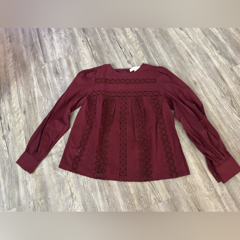 LOFT Burgundy Long Sleeve Blouse